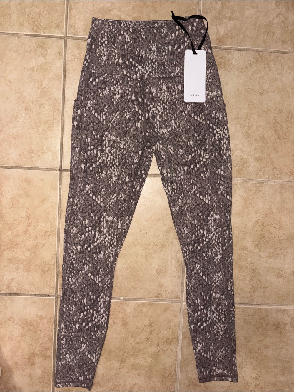 Varley Grey Snake-Print High-Waist Leggings